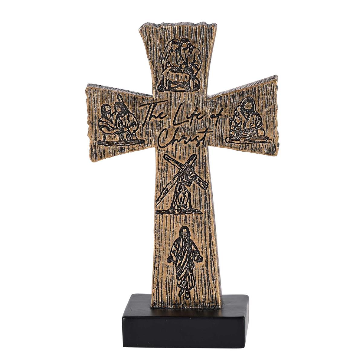 The Life of Christ Brown Woodgrain Finish 6 x 4 Inch Resin Decorative Figurine by Dicksons, product view 4