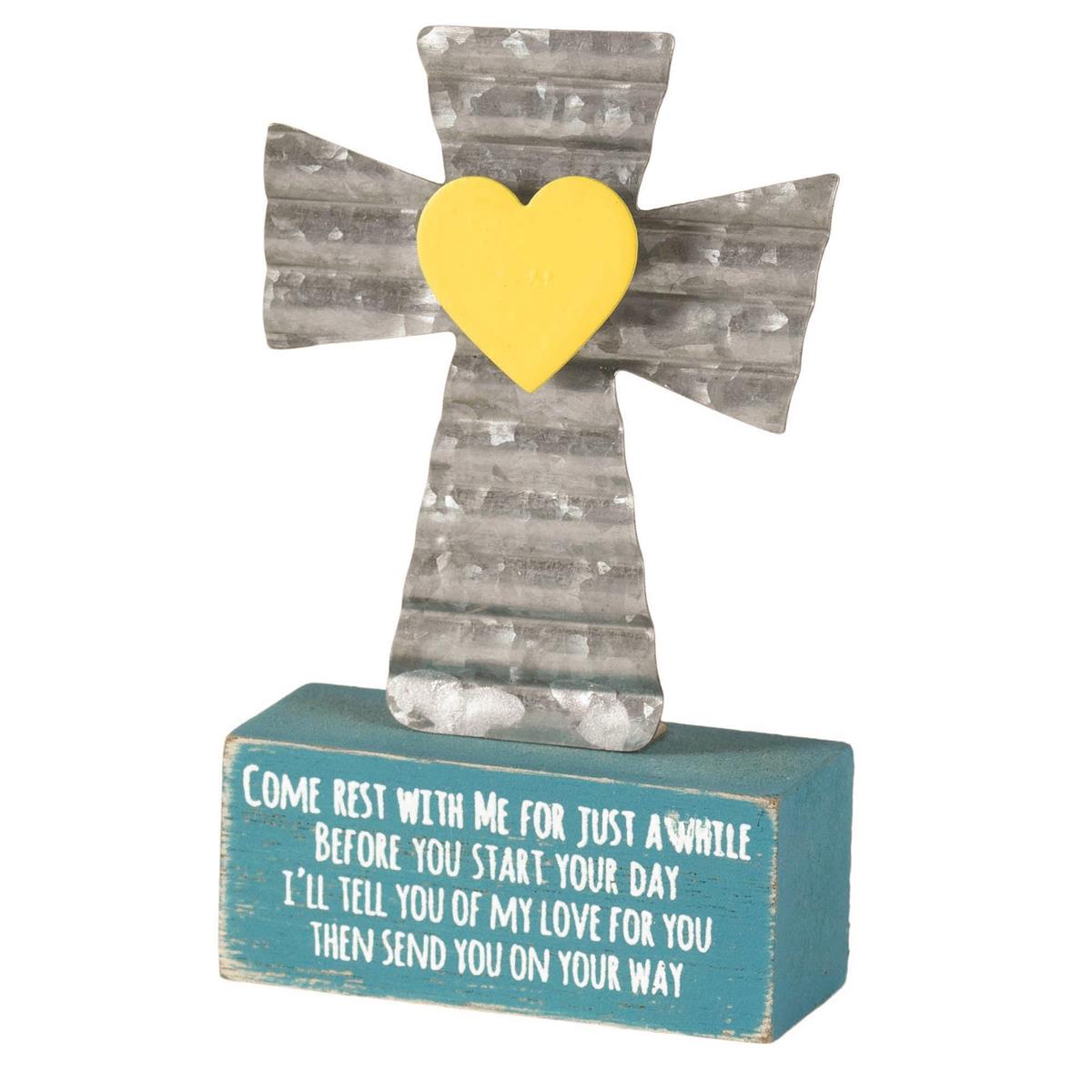 Cross Tabletop Come Rest with Me Mdf/Metal 4" by Dicksons