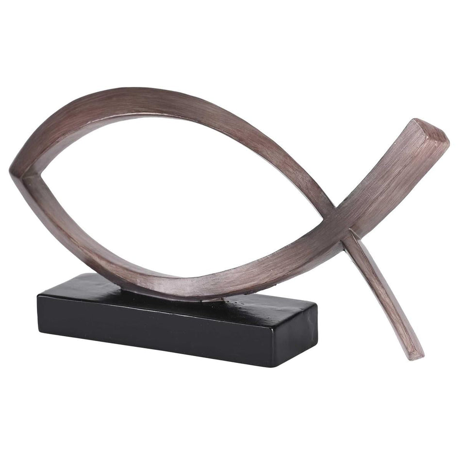 Tabletop Figurine Fish Woodtone Brown by Dicksons, product view 2