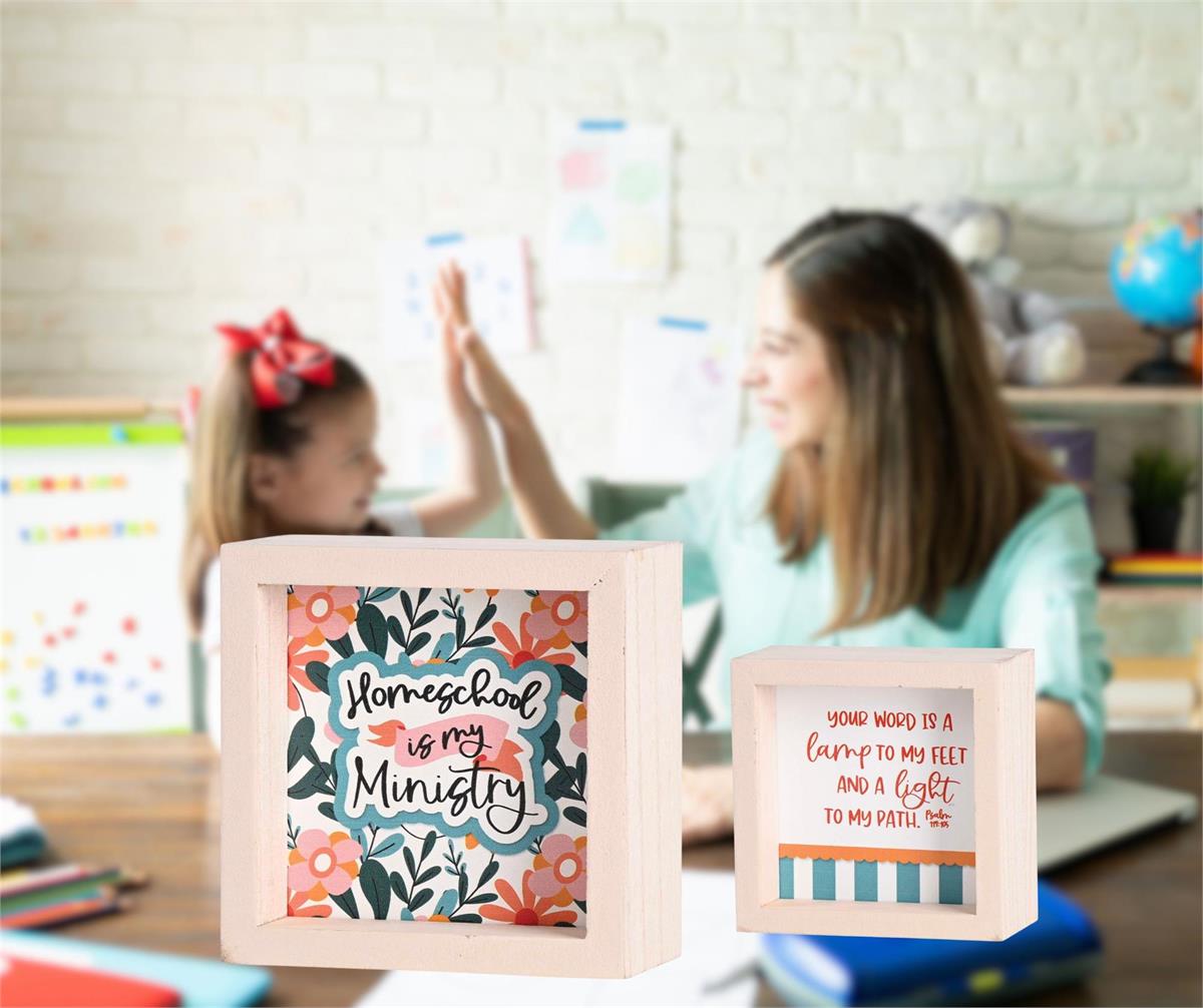 Homeschool Is My Ministry Psalm 119:105 Pink and Teal Wood Double Sided by Dicksons, product view 4