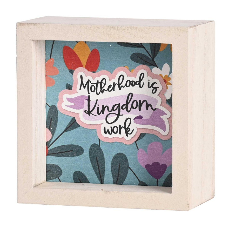 Motherhood Is Kingdom Work Proverbs 22:6 Pink and Teal Wood Double Sided by Dicksons