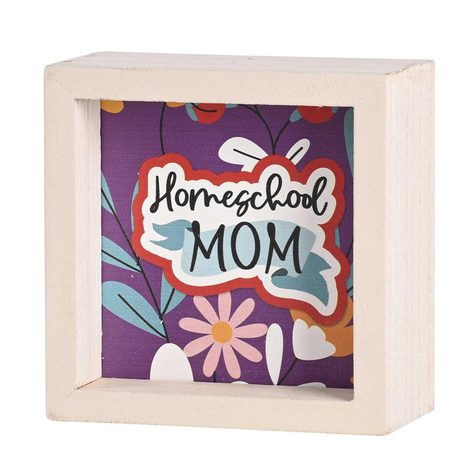 Homeschool Mom Isaiah 54:13 Purple and Pink Wood Double Sided Tabletop Block by Dicksons