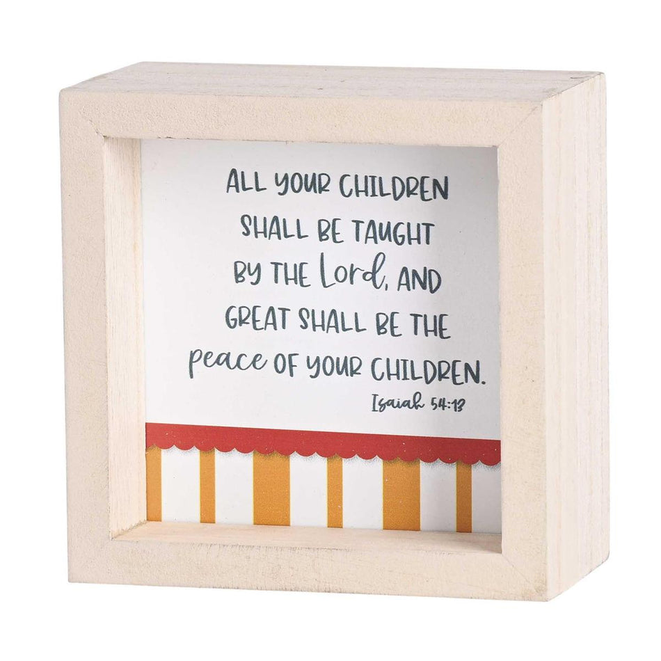 Homeschool Mom Isaiah 54:13 Purple and Pink Wood Double Sided Tabletop Block by Dicksons, product view 2