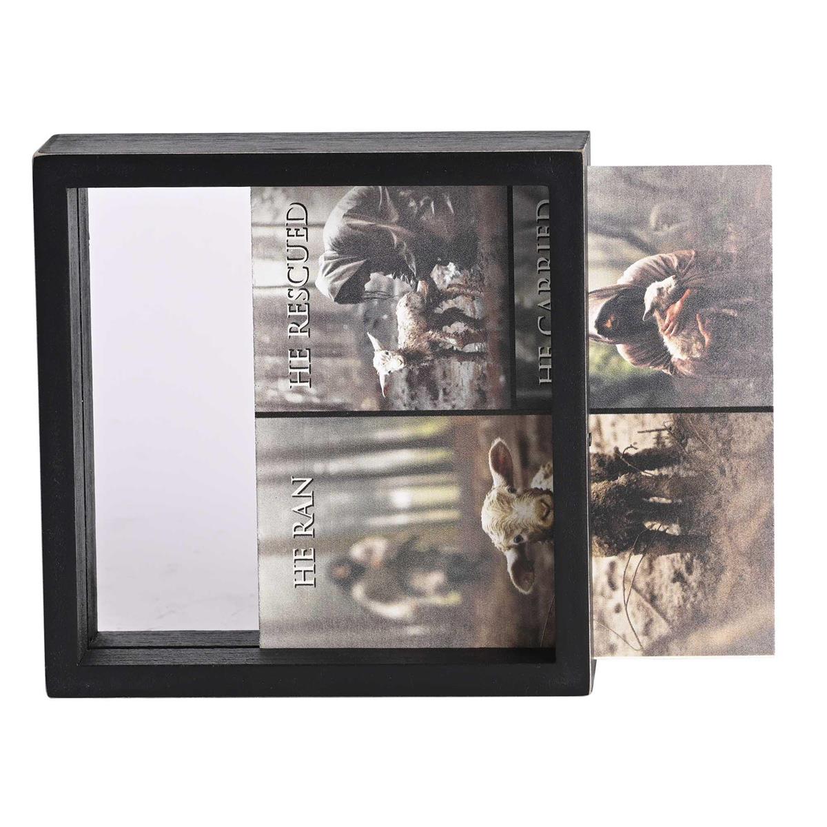 He Ran Rescued Carried Matthew 18 Luke 19 Black Wood Double Sided Tabletop by Dicksons, product view 3