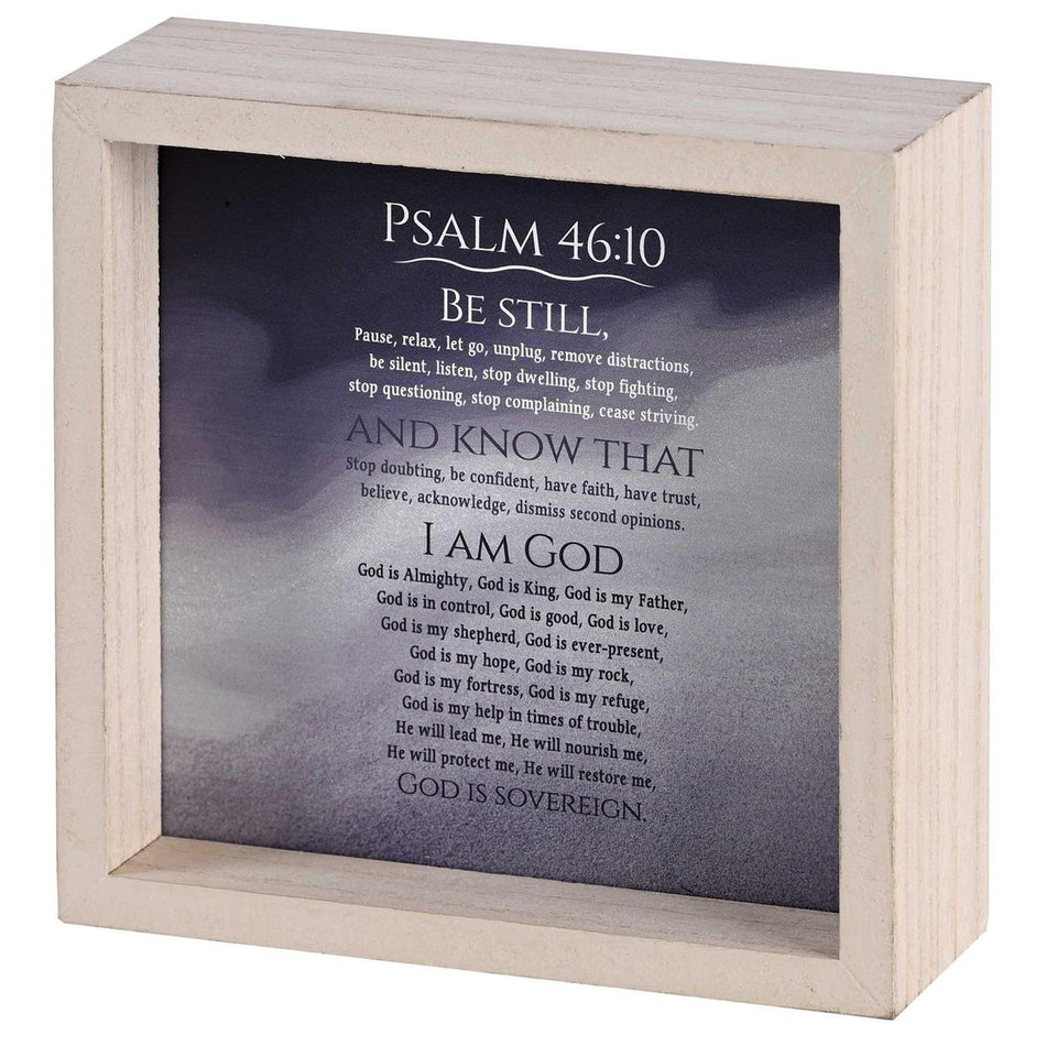 Be Still And Know I Am - Psalm 46:10-6 Inch Black and Ivory MDF Wood 2-Sided by Dicksons