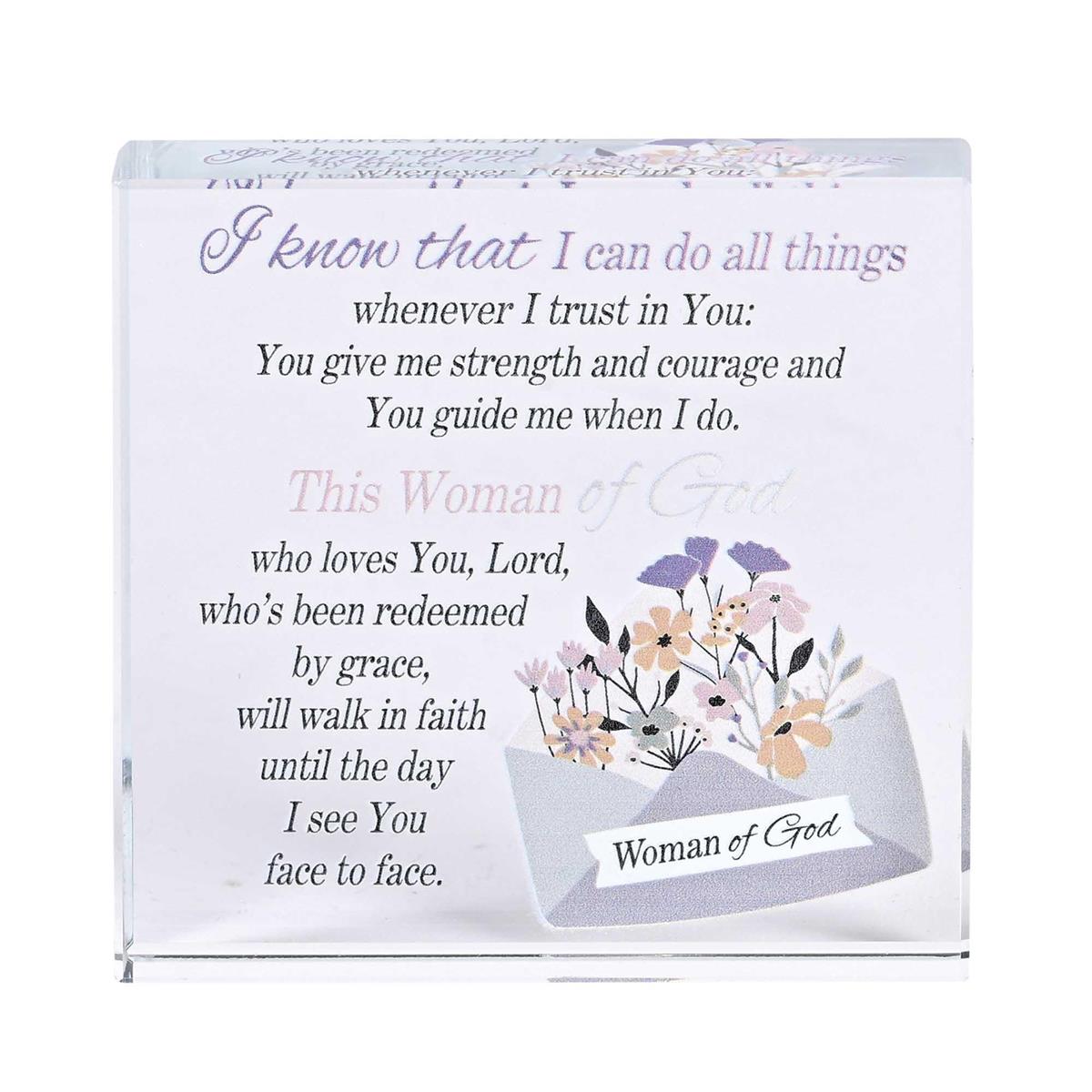 I Know I Can Do All Things Whenever I Trust in You Clear and Purple 3 x 3 Glass by Dicksons, product view 2