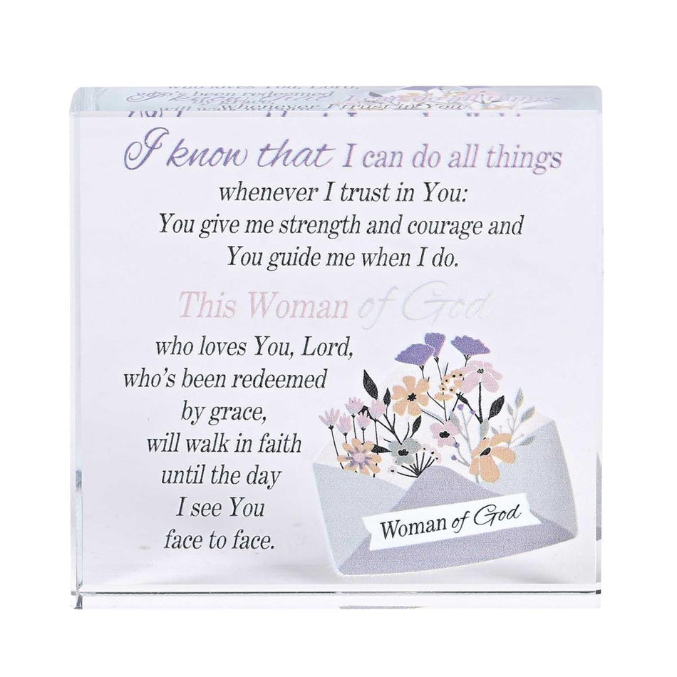 I Know I Can Do All Things Whenever I Trust in You Clear and Purple 3 x 3 Glass by Dicksons, product view 2