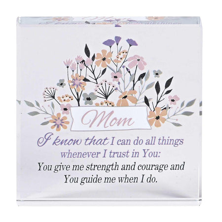 Mom I Know That I Can Do All Things Clear and Purple 3 x 3 Glass Square by Dicksons, product view 2