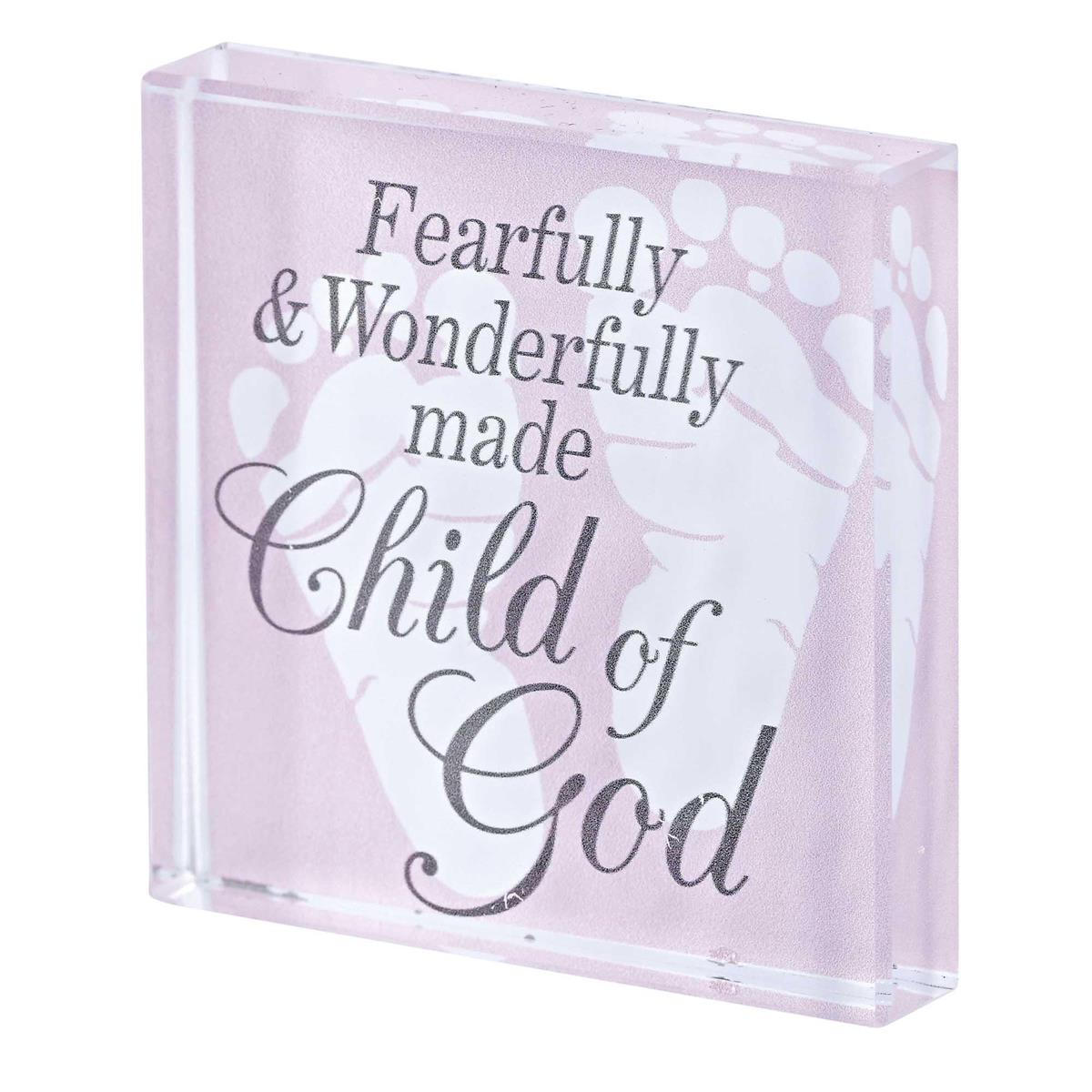 Tabletop Glass Baby Pink Child Of God by Dicksons