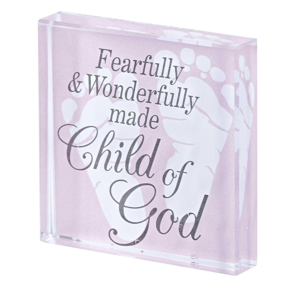 Tabletop Glass Baby Pink Child Of God by Dicksons
