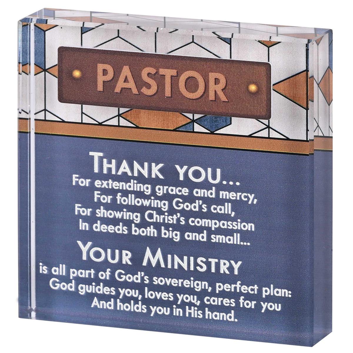 Tabletop Glass Plaque Pastor 3X3 by Dicksons