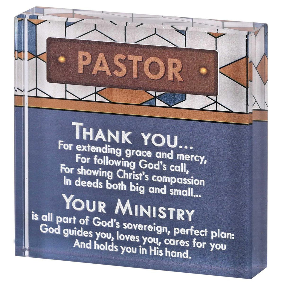Tabletop Glass Plaque Pastor 3X3 by Dicksons
