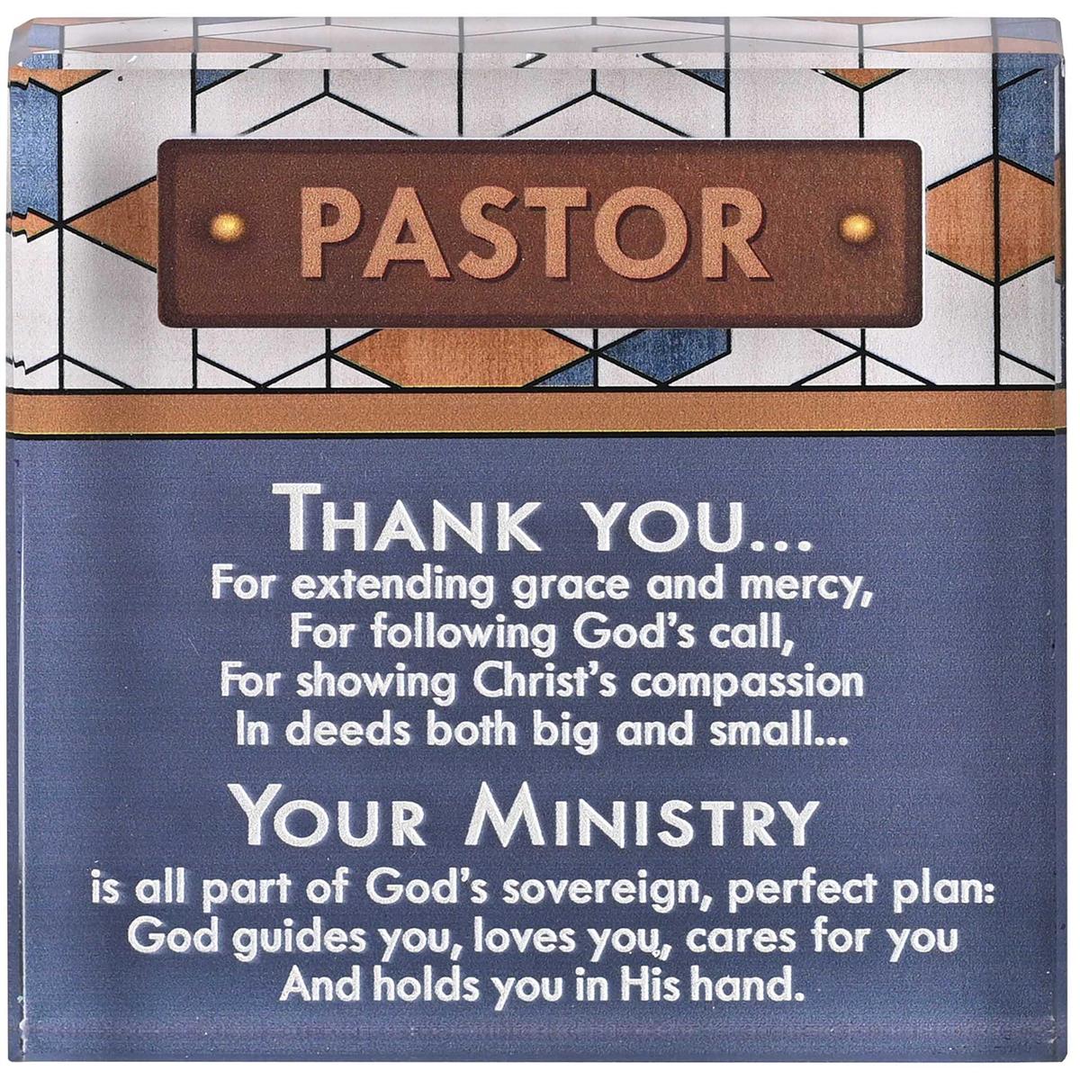 Tabletop Glass Plaque Pastor 3X3 by Dicksons, product view 2