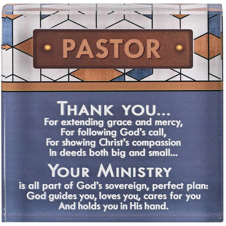 Tabletop Glass Plaque Pastor 3X3 by Dicksons, product view 2