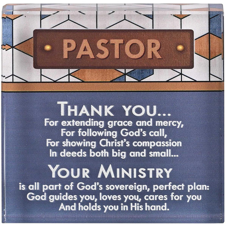 Tabletop Glass Plaque Pastor 3X3 by Dicksons, product view 2