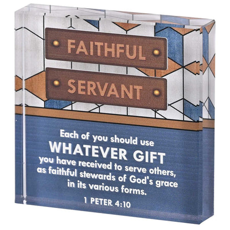 Tabletop Glass Plaque Faithful 3X3 by Dicksons