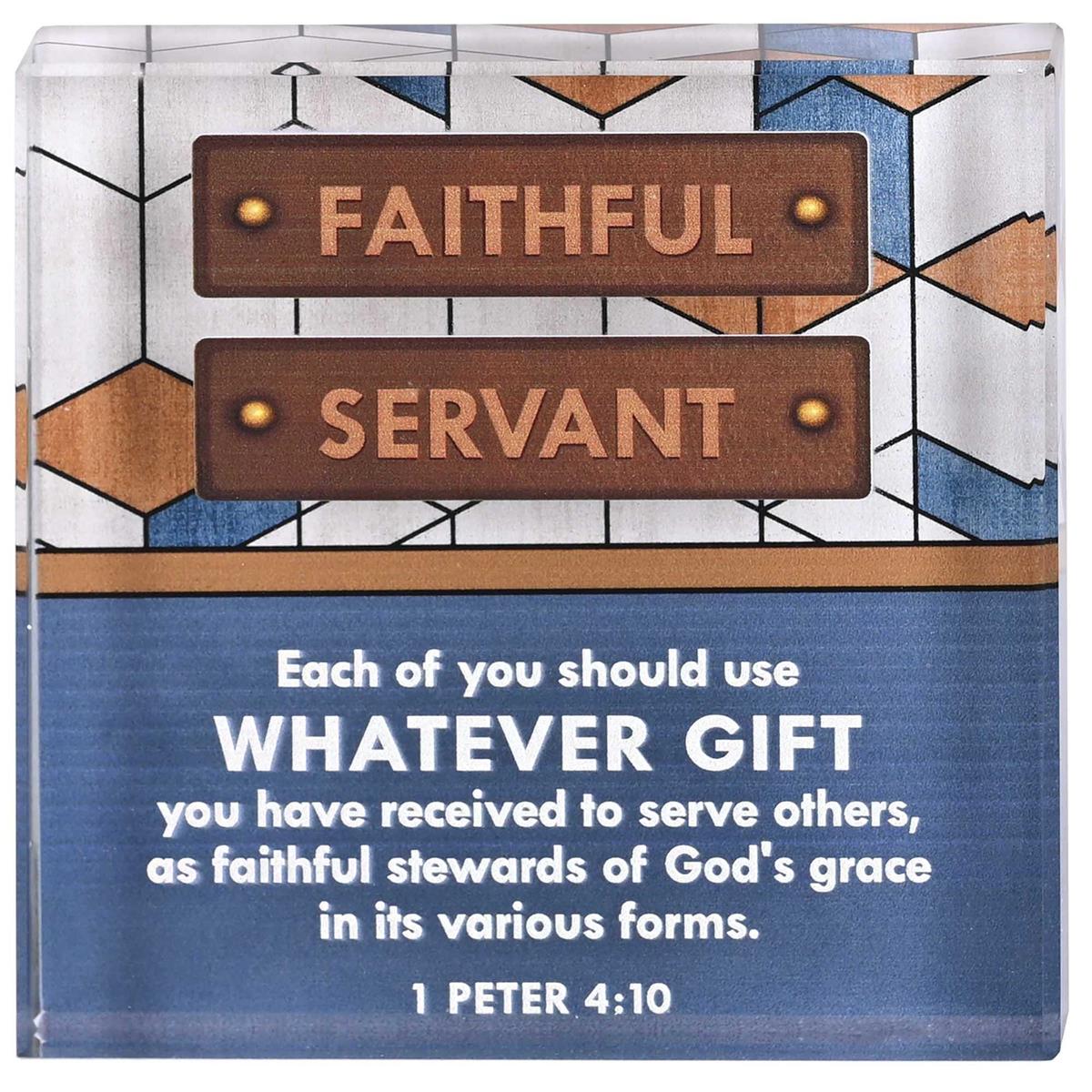 Tabletop Glass Plaque Faithful 3X3 by Dicksons, product view 2