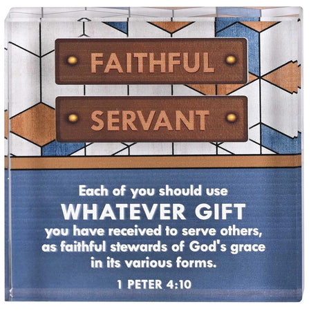 Tabletop Glass Plaque Faithful 3X3 by Dicksons, product view 2