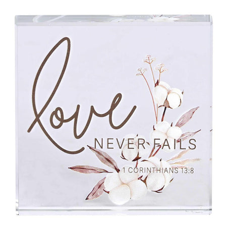 Tabletop Glass Plaque Love Never Fails by Dicksons, product view 2