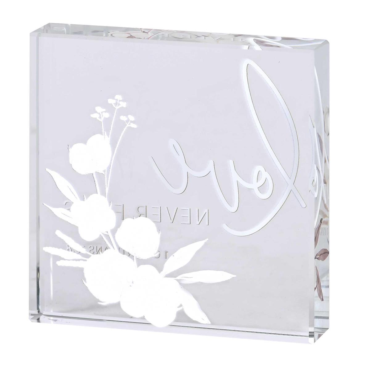 Tabletop Glass Plaque Love Never Fails by Dicksons, product view 3
