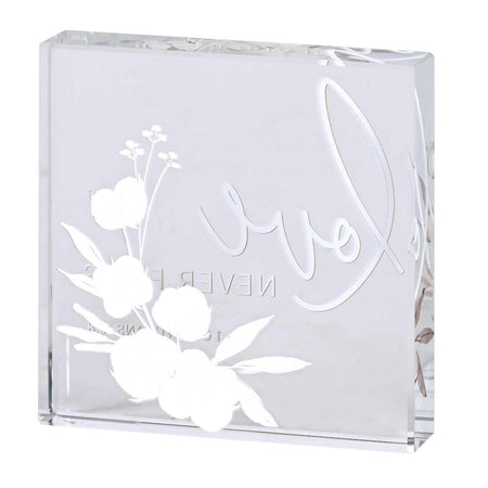 Tabletop Glass Plaque Love Never Fails by Dicksons, product view 3