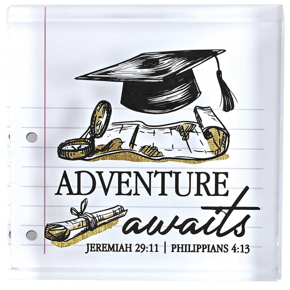 Tabletop Glass Plaque Grad Adventure by Dicksons, product view 2