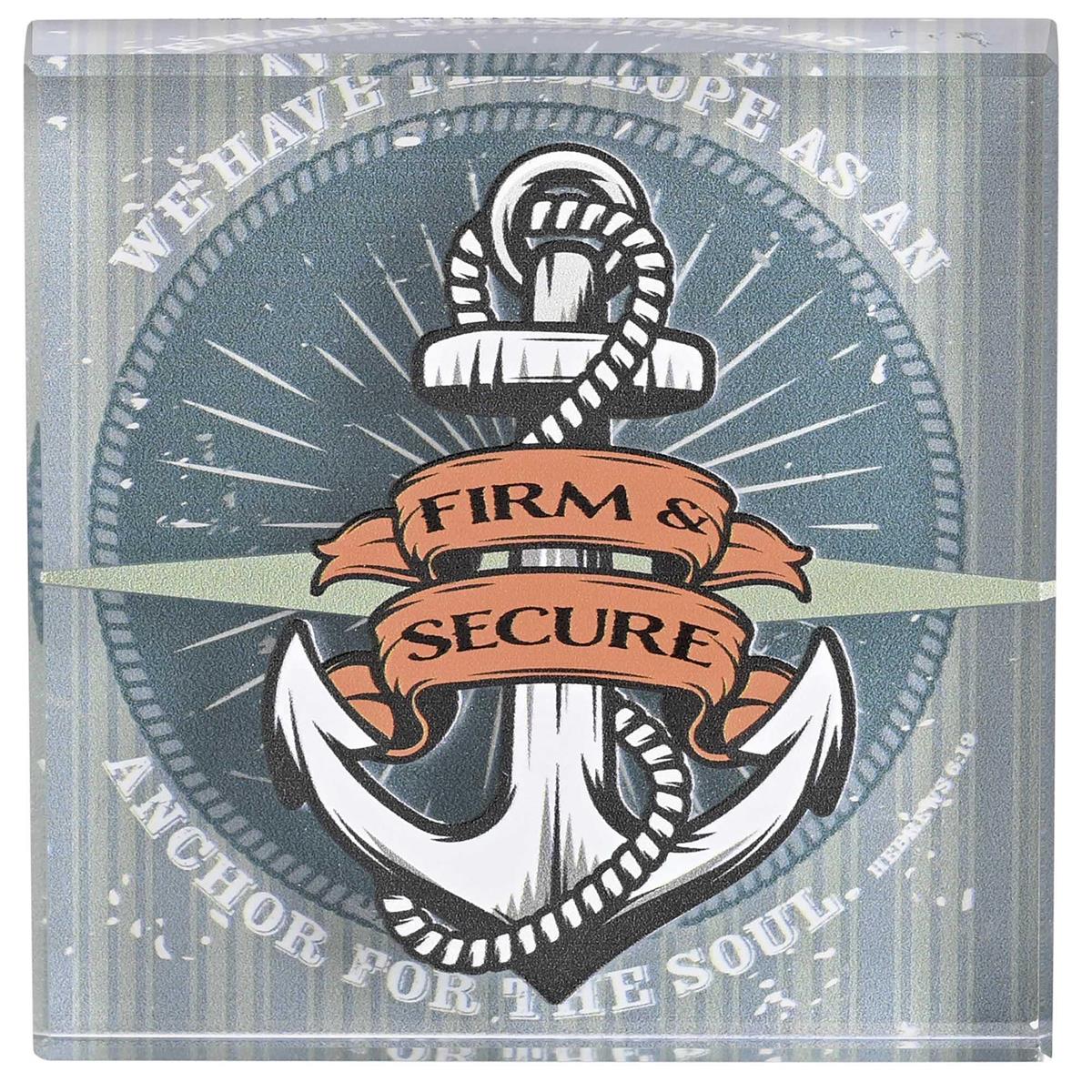 Inspirational Christian Tabletop Plaque Sign 2.75 x 2.75 Inch Glass Anchor Firm by Dicksons, product view 2