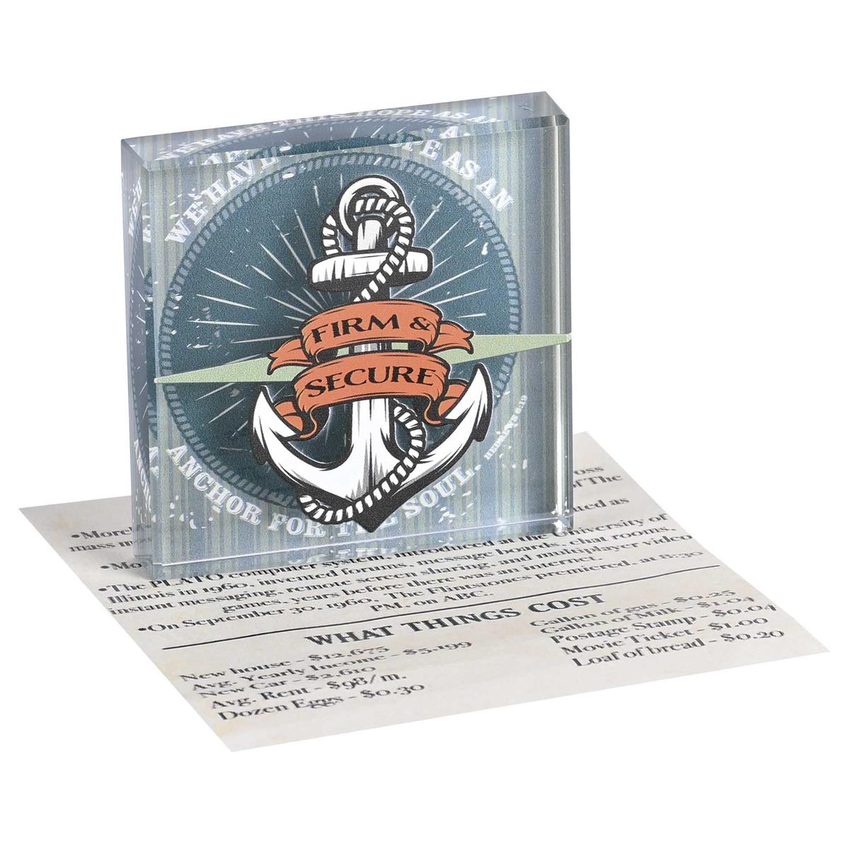 Inspirational Christian Tabletop Plaque Sign 2.75 x 2.75 Inch Glass Anchor Firm by Dicksons, product view 3