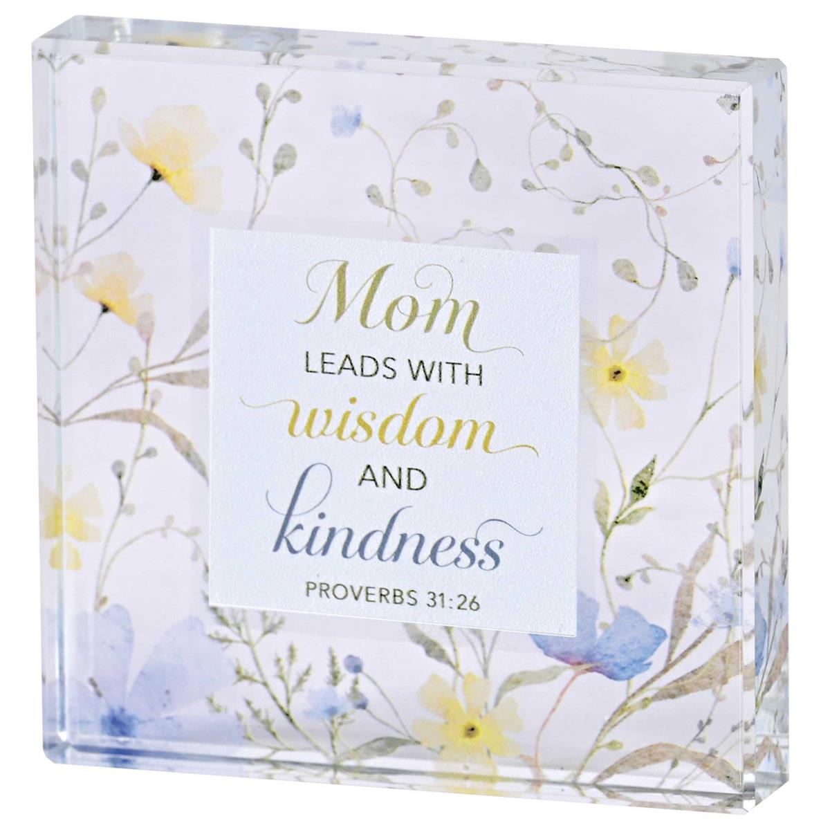 Tabletop Glass Plaque Floral Mom 3X3 by Dicksons