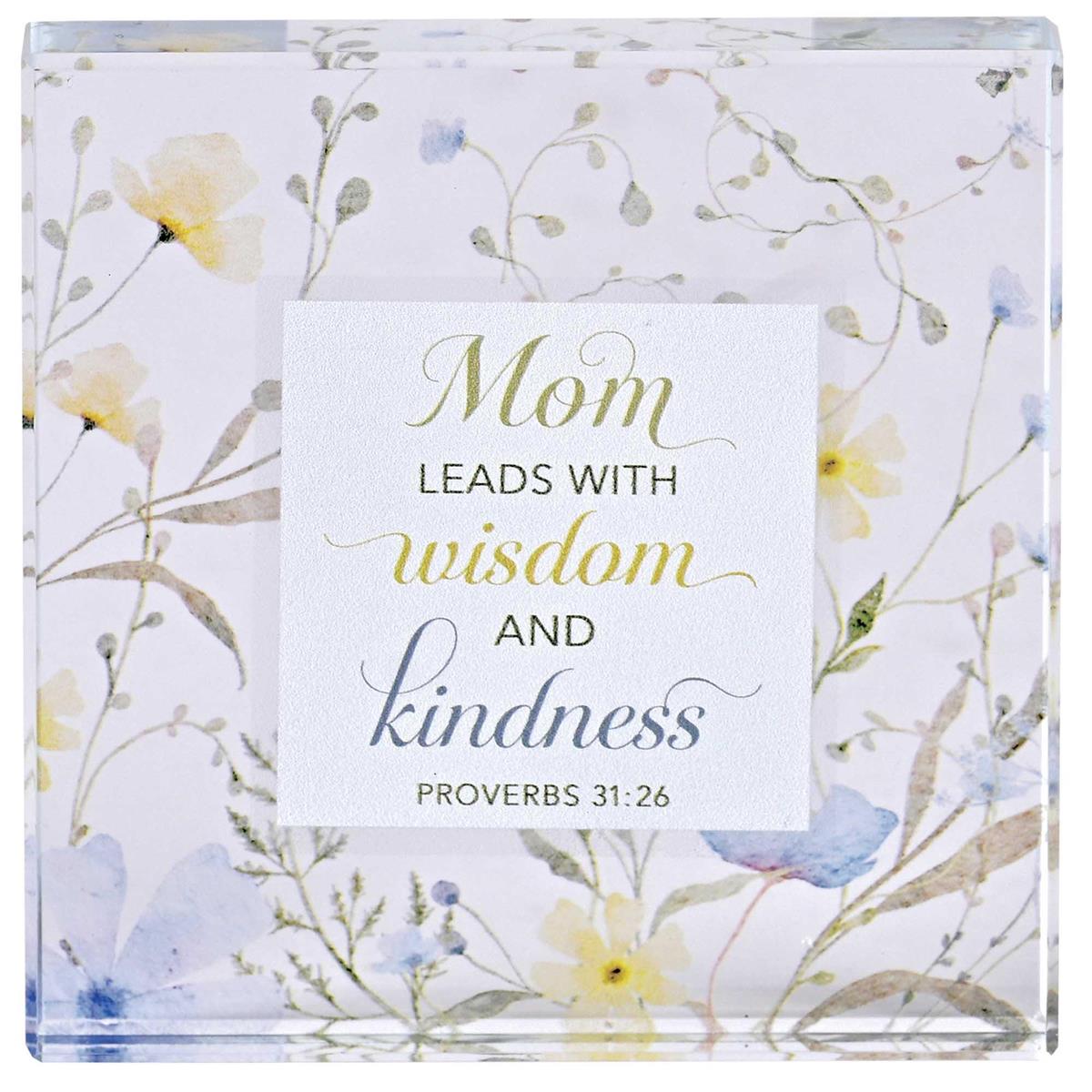 Tabletop Glass Plaque Floral Mom 3X3 by Dicksons, product view 2