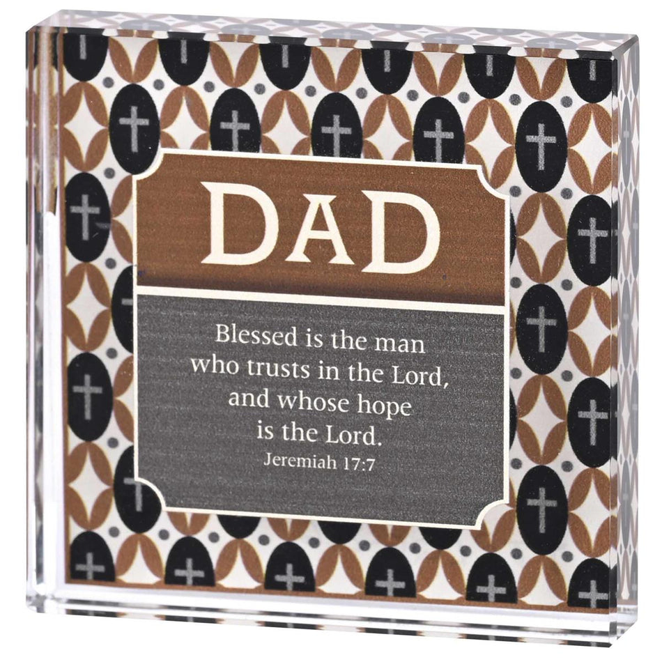 Tabletop Glass Plaque Dad 3X3 by Dicksons