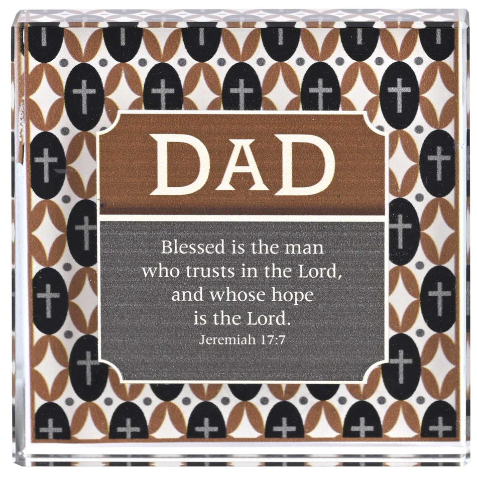 Tabletop Glass Plaque Dad 3X3 by Dicksons, product view 2