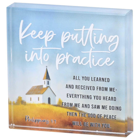 Tabletop Glass Plaque Church Keep 3X3 by Dicksons
