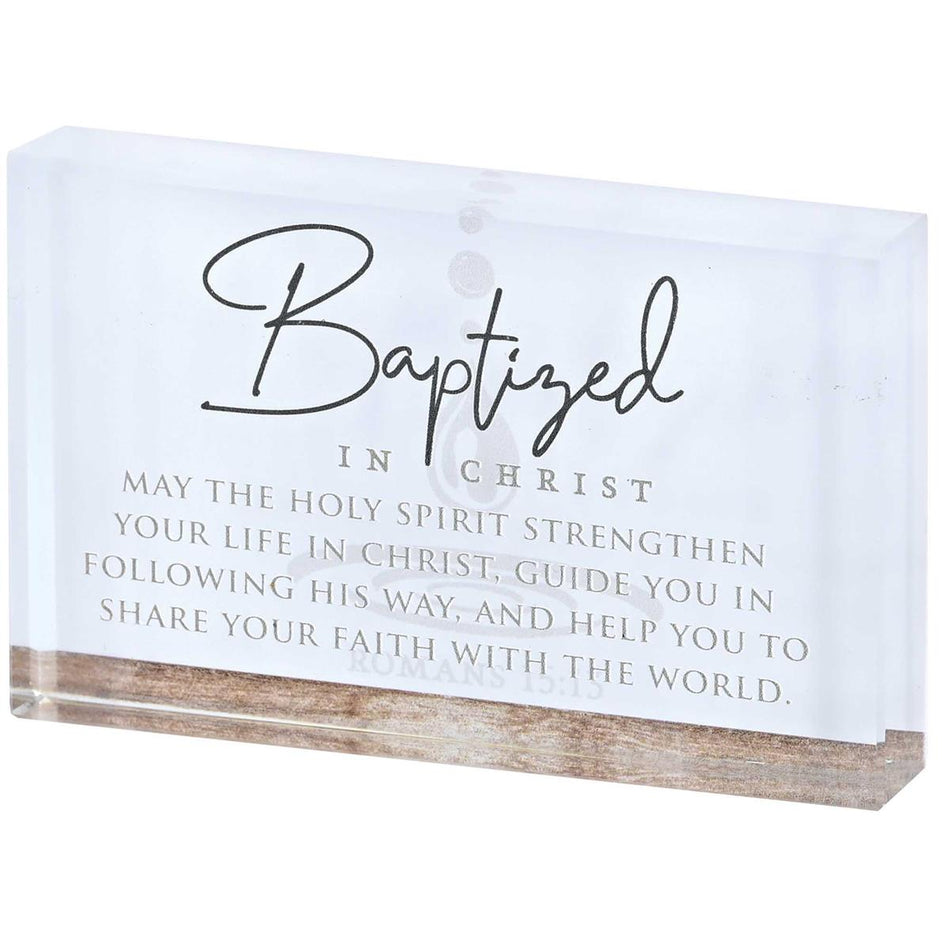 Baptized In Christ - Romans 15:13 4 x 2.5 Inch White Glass Confirmation by Dicksons