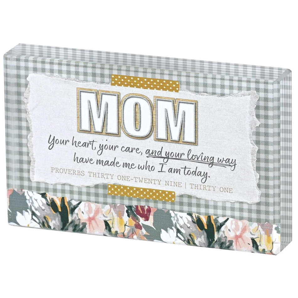 Tabletop Glass Plaque Mom Your Heart by Dicksons
