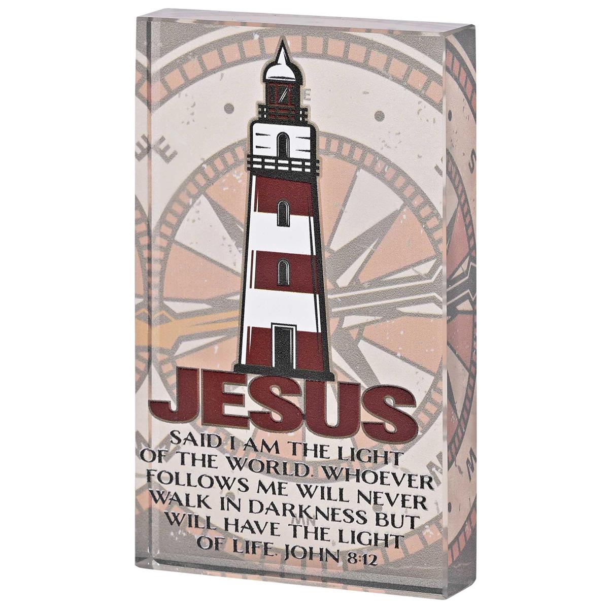 Inspirational Christian Tabletop Plaque Sign 2.5 x 4 Inch Glass Lighthouse by Dicksons