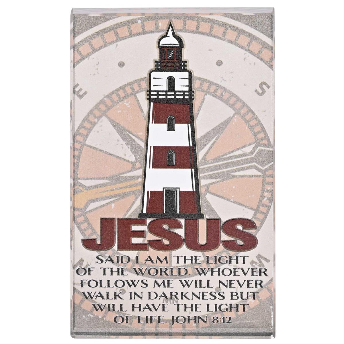 Inspirational Christian Tabletop Plaque Sign 2.5 x 4 Inch Glass Lighthouse by Dicksons, product view 2