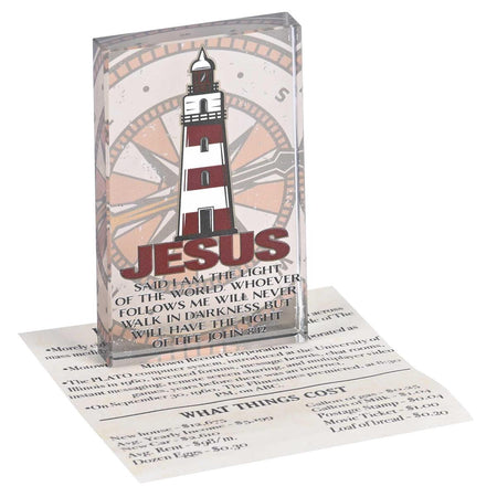 Inspirational Christian Tabletop Plaque Sign 2.5 x 4 Inch Glass Lighthouse by Dicksons, product view 3