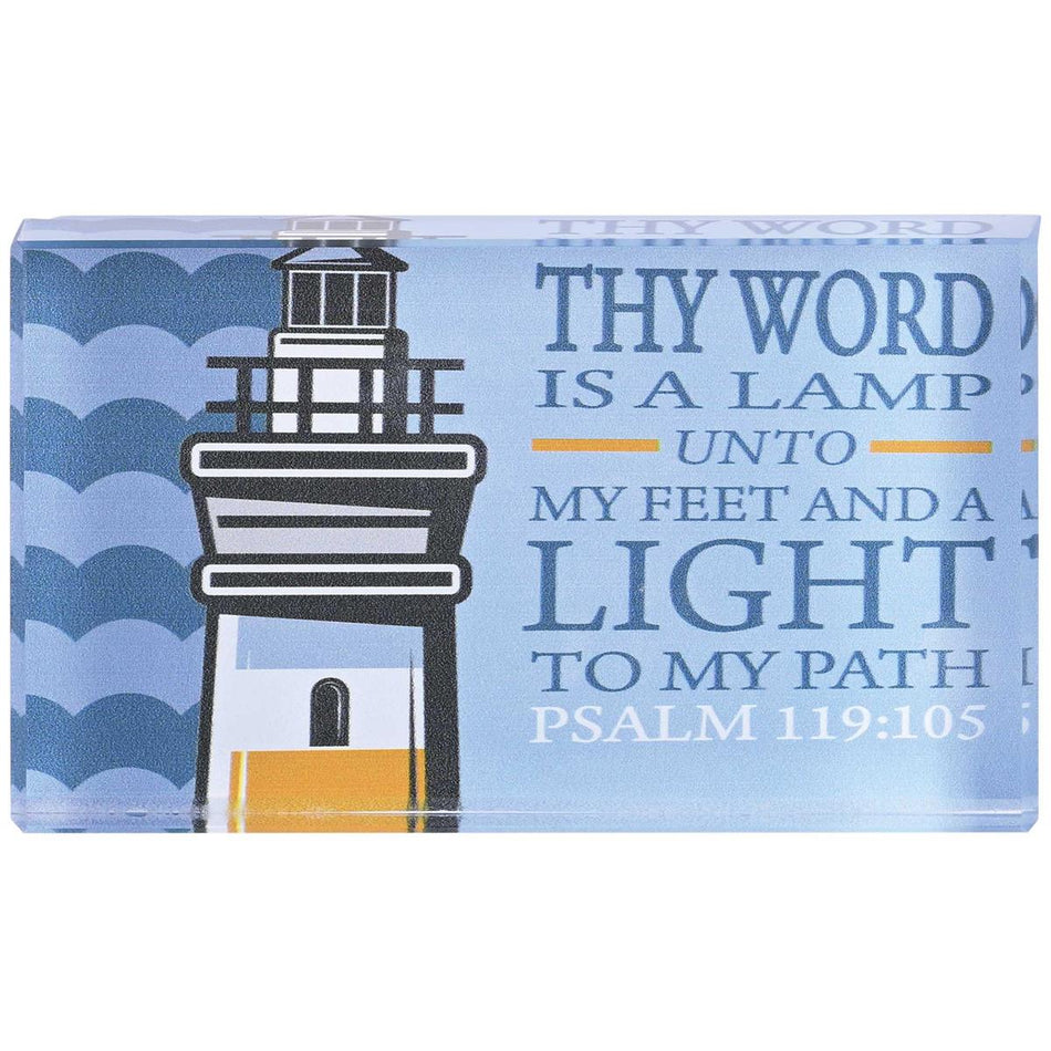 Inspirational Christian Tabletop Plaque Sign 2.5 x 4 Inch Glass Lighthouse Thy by Dicksons, product view 2
