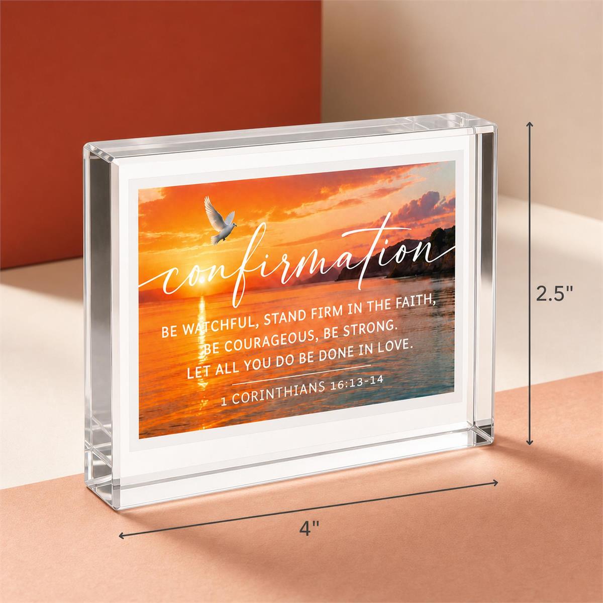 Tabletop Glass Plaque Confirmation 2.5x4 by Dicksons, product view 3