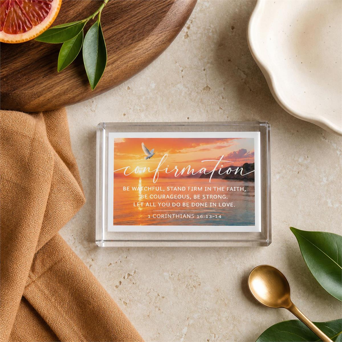 Tabletop Glass Plaque Confirmation 2.5x4 by Dicksons, product view 4