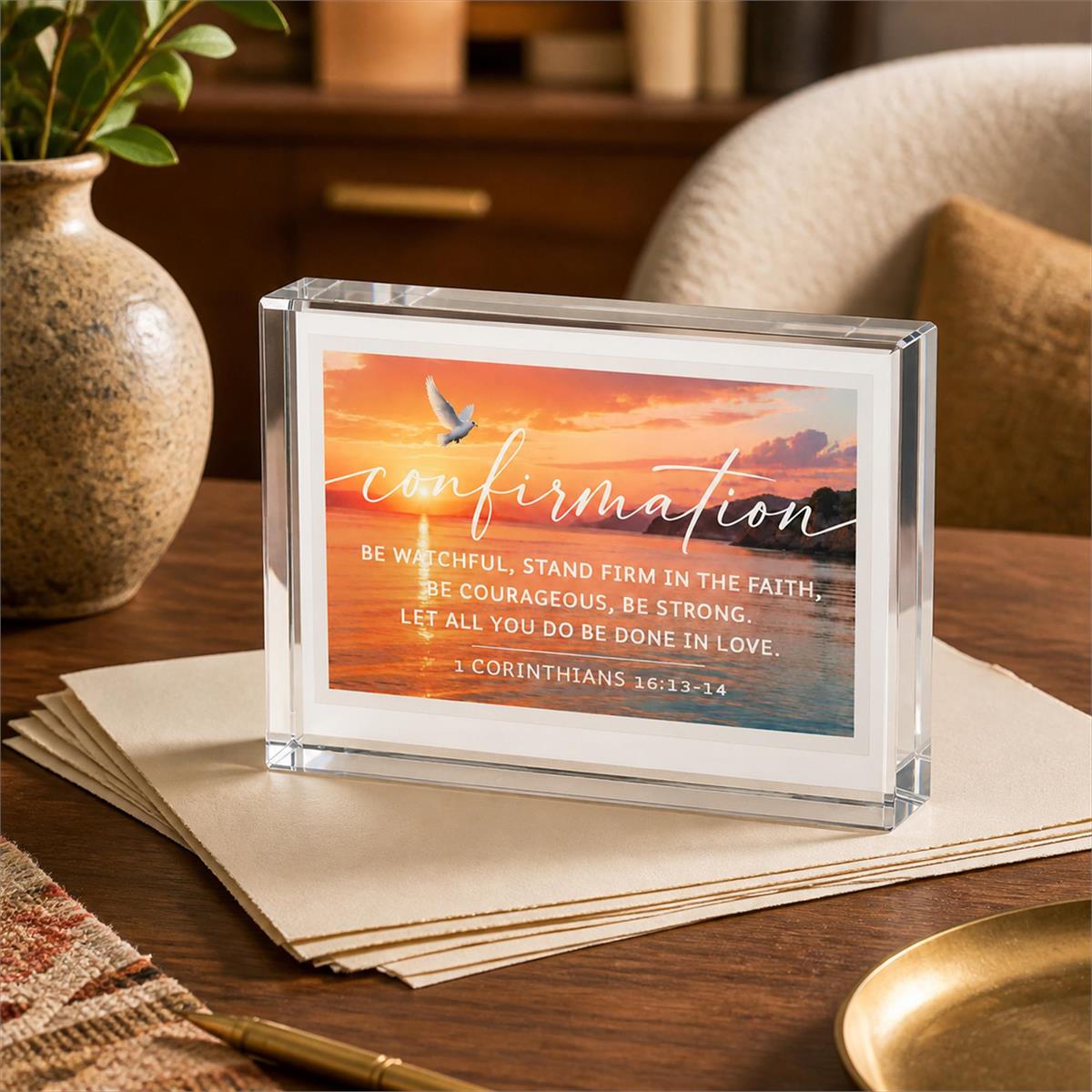 Tabletop Glass Plaque Confirmation 2.5x4 by Dicksons, product view 5
