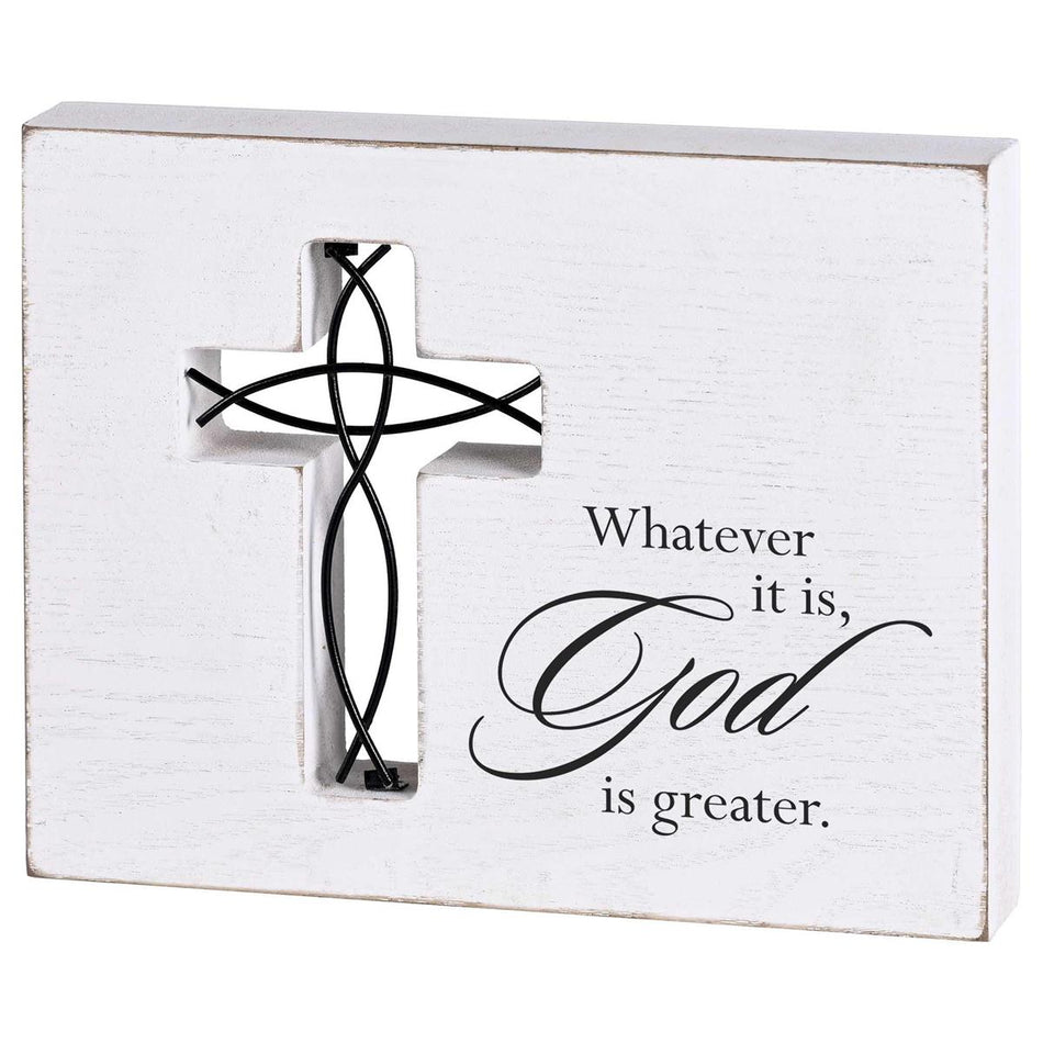 Tabletop Wire Plaque God Is Greater by Dicksons
