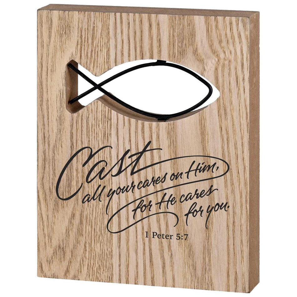 Tabletop Wire Plaque Cast Your Care Fish by Dicksons