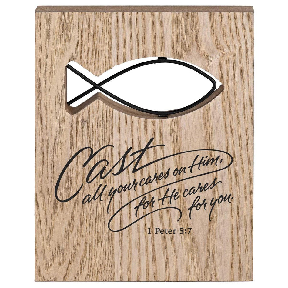 Tabletop Wire Plaque Cast Your Care Fish by Dicksons, product view 2