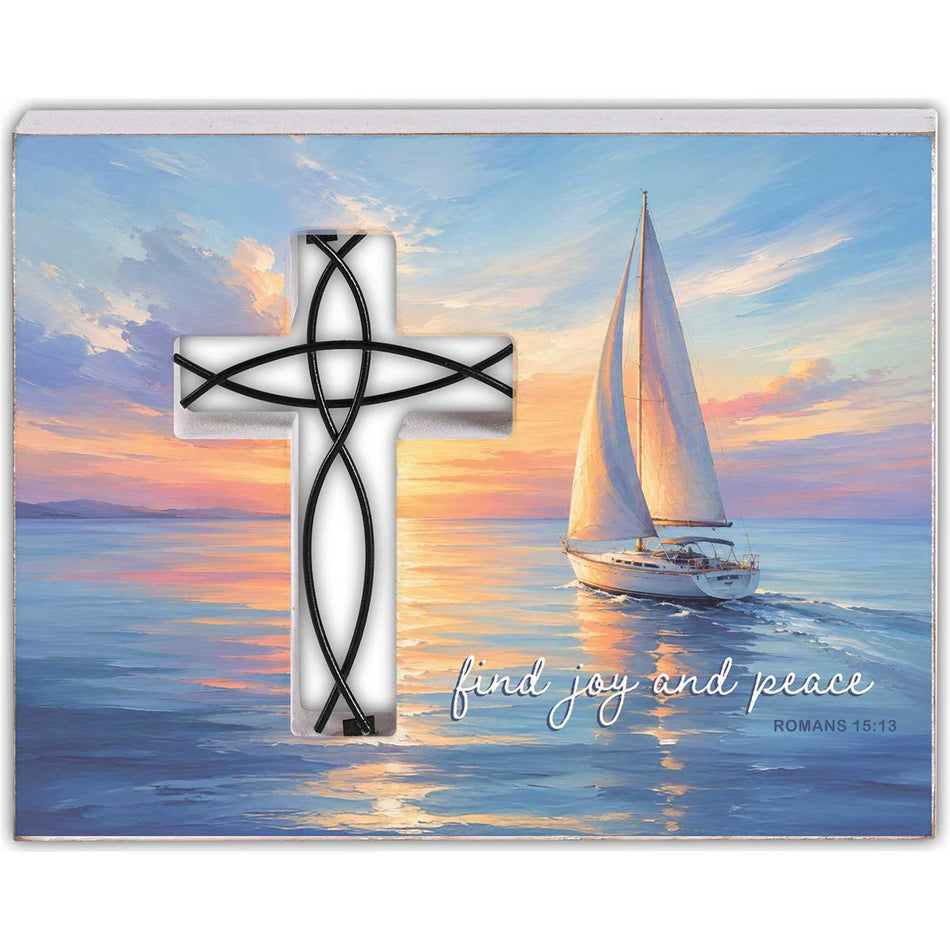 Tabletop Wire Plaque Sailboat Find Peace by Dicksons