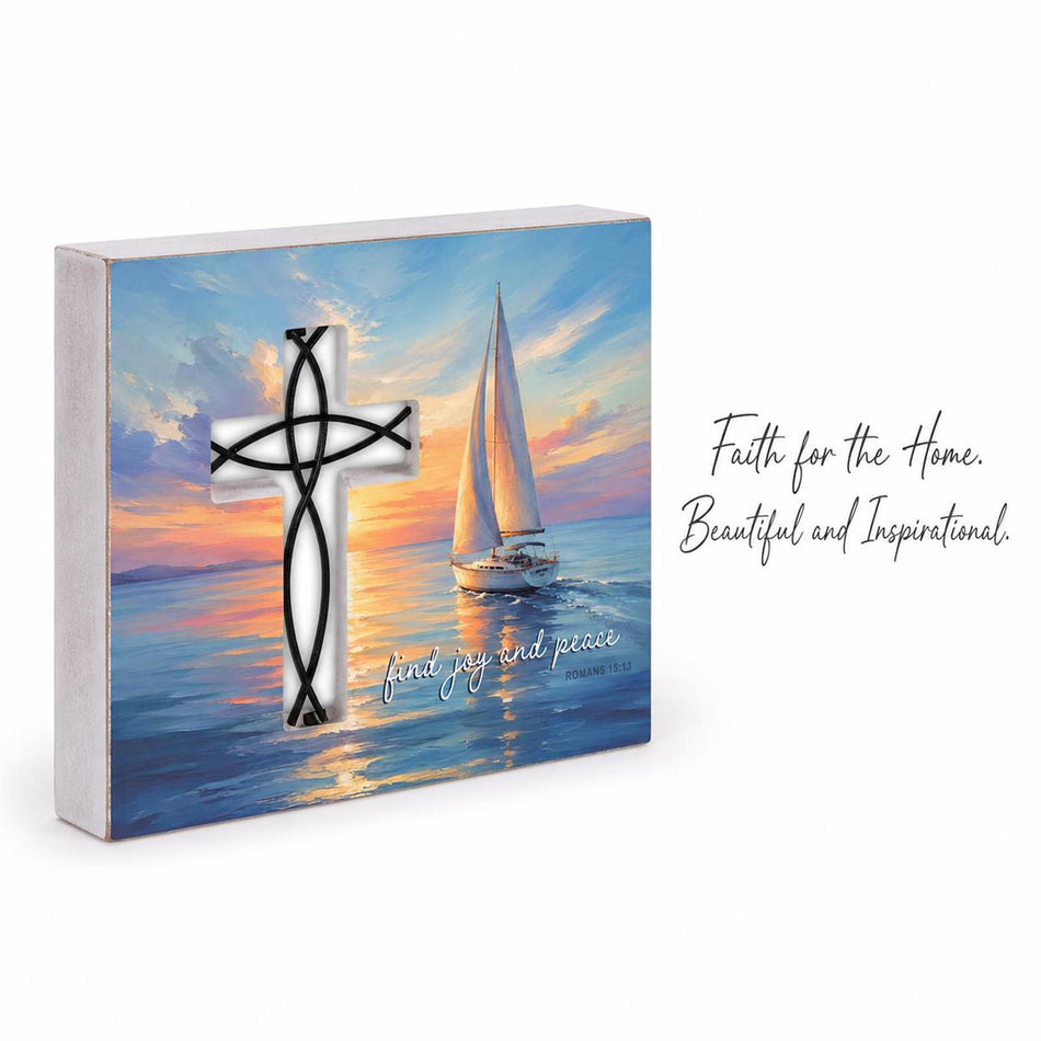 Tabletop Wire Plaque Sailboat Find Peace by Dicksons, product view 2