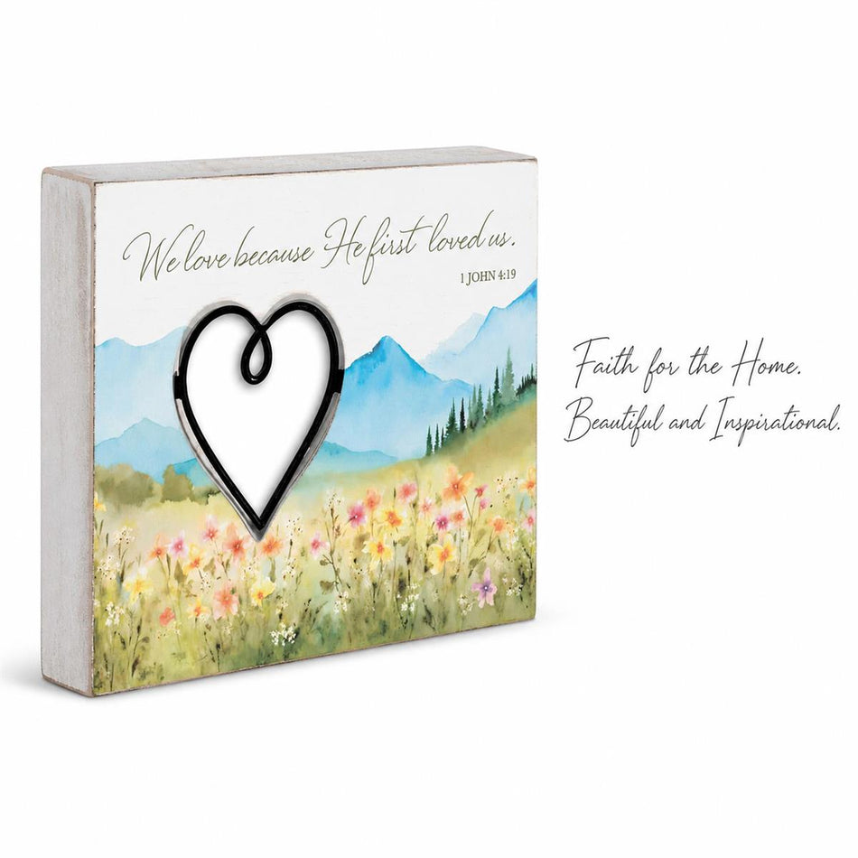 Tabletop Wire Plaque We Love Because He by Dicksons, product view 2
