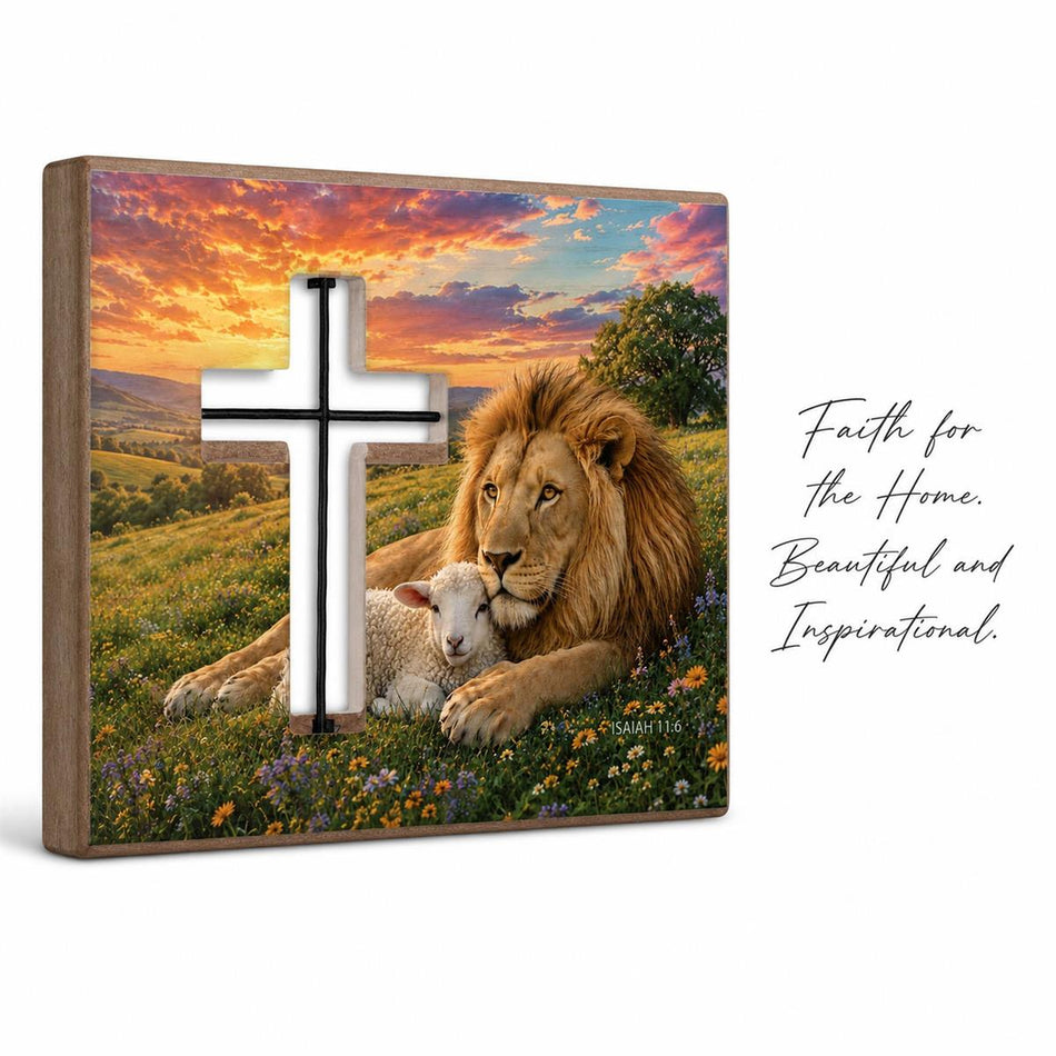 Tabletop Wire Plaque Lion And Lamb by Dicksons, product view 2