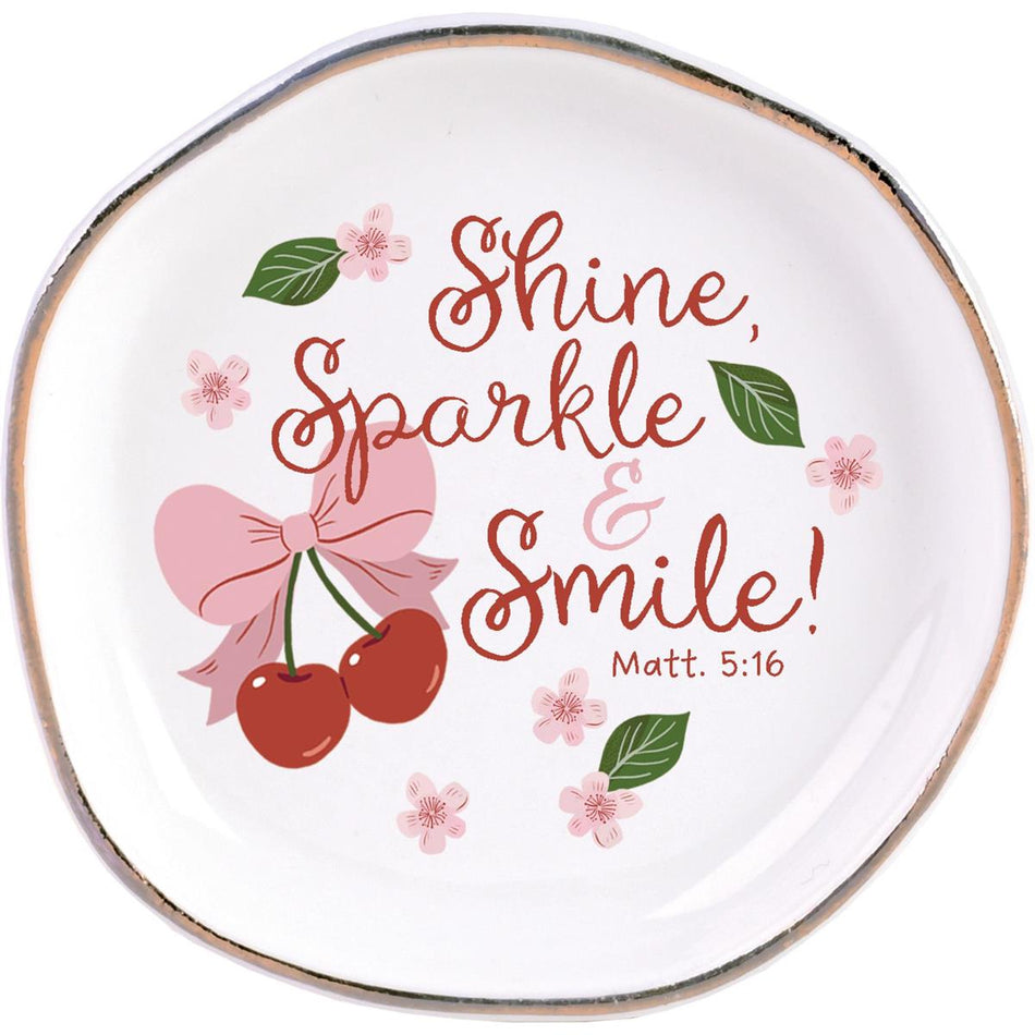 Trinket Tray Shine Sparkle & Smile 4.5" by Dicksons